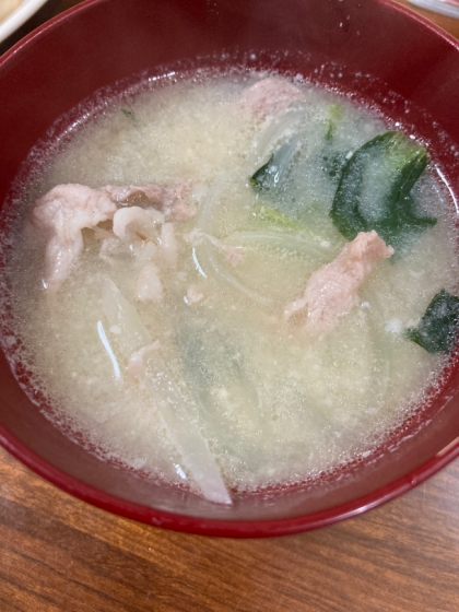 小松菜と椎茸と麩の味噌汁