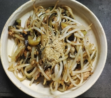 なす・もやし・しめじの甜麺醤炒め