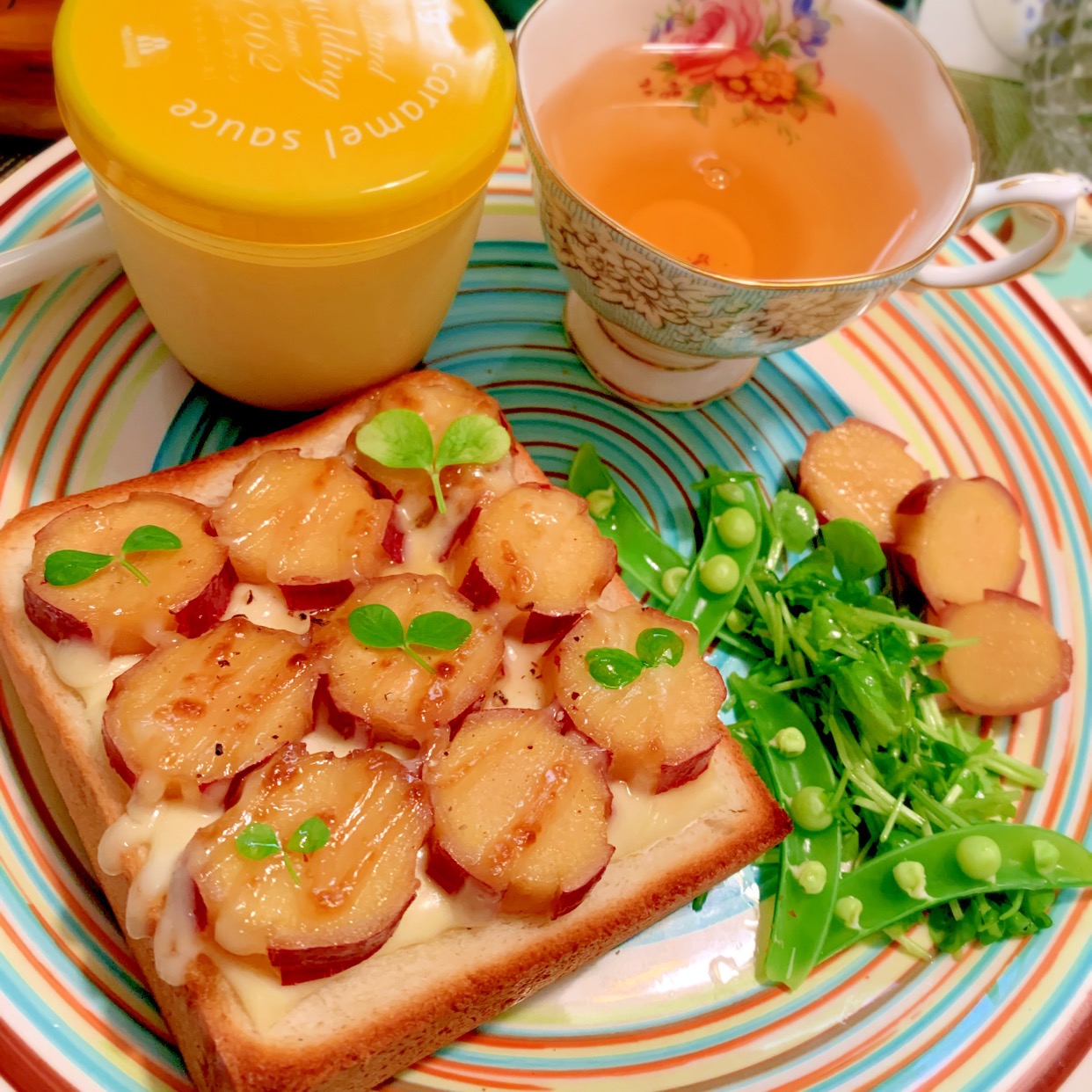 薩摩芋の檸檬煮×黒胡椒マヨチーズトースト