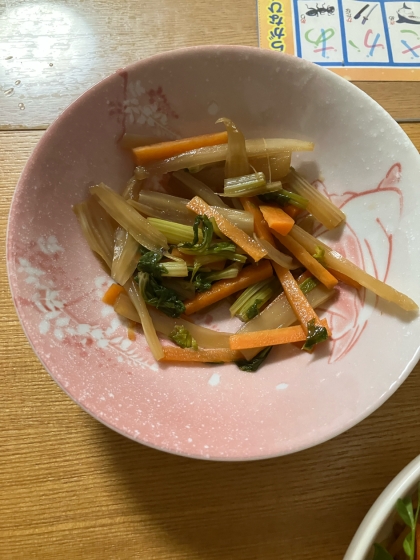 セロリを買ったはいいがどう食べたらいいか困っていたので助かりました！
にんじんが余っていたので一緒に！
すごくおいしかったです！
またリピします！
