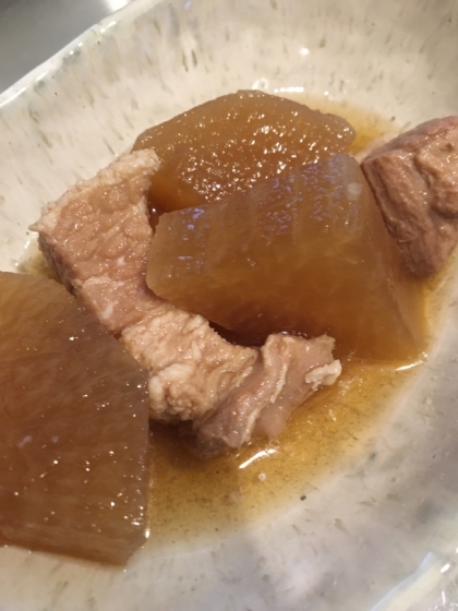 味が染みて美味しい豚バラ大根が出来ました(^^)夕飯にいただきます( ^ω^ )美味しいレシピありがとうございます♪