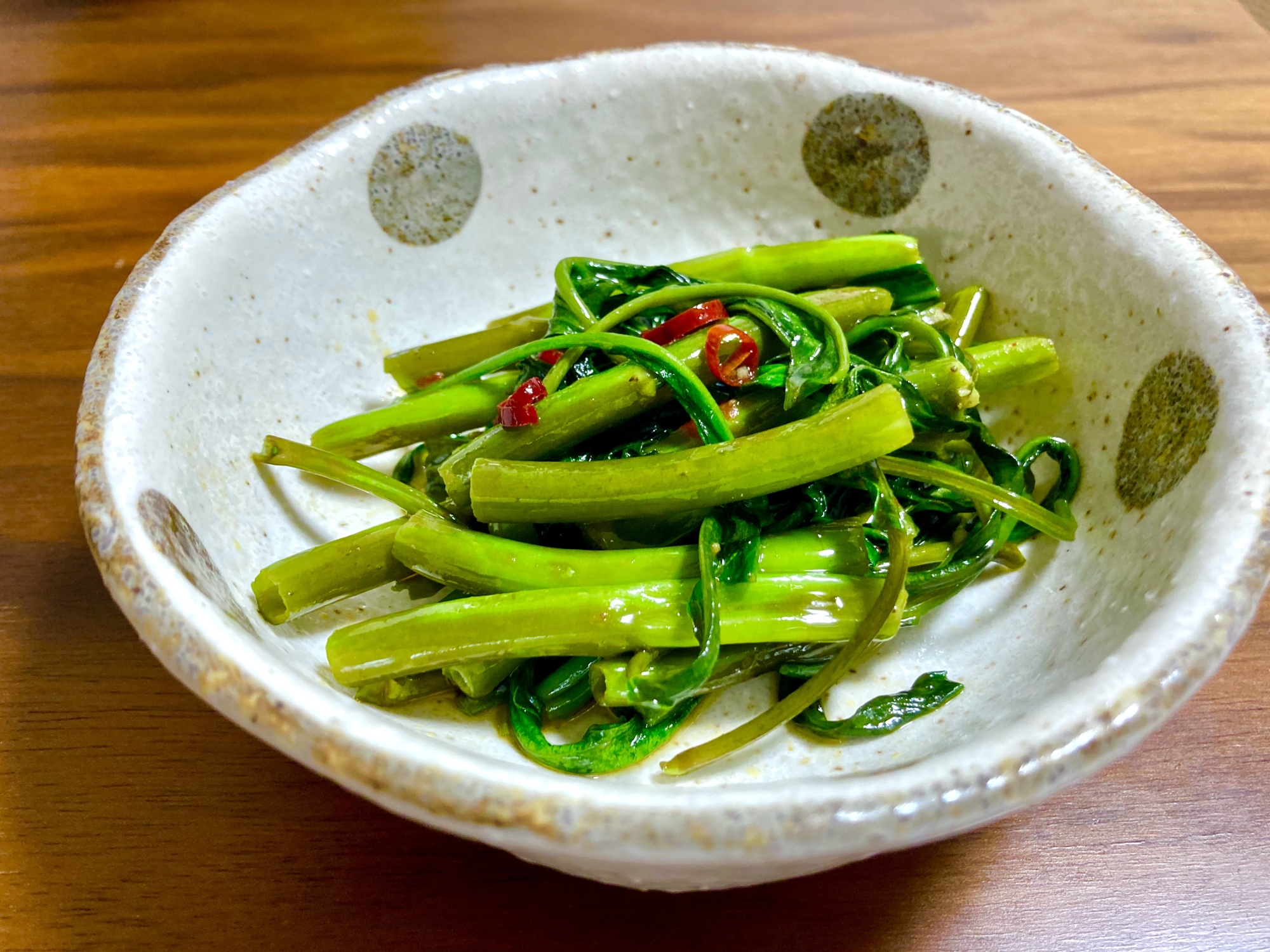 豆板醤で♪空芯菜のピリ辛炒め