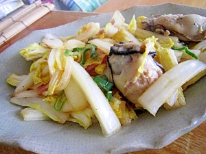牡蠣とベーコン白菜葱焼き