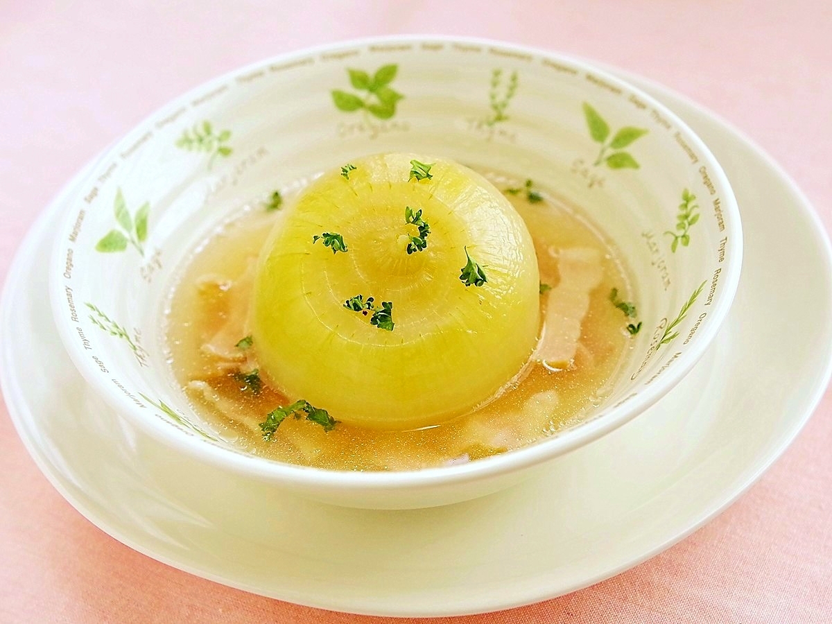 炊飯器でラクチン 玉ねぎでとろっと甘 い まるごと玉ねぎのスープ デイリシャス 楽天レシピ