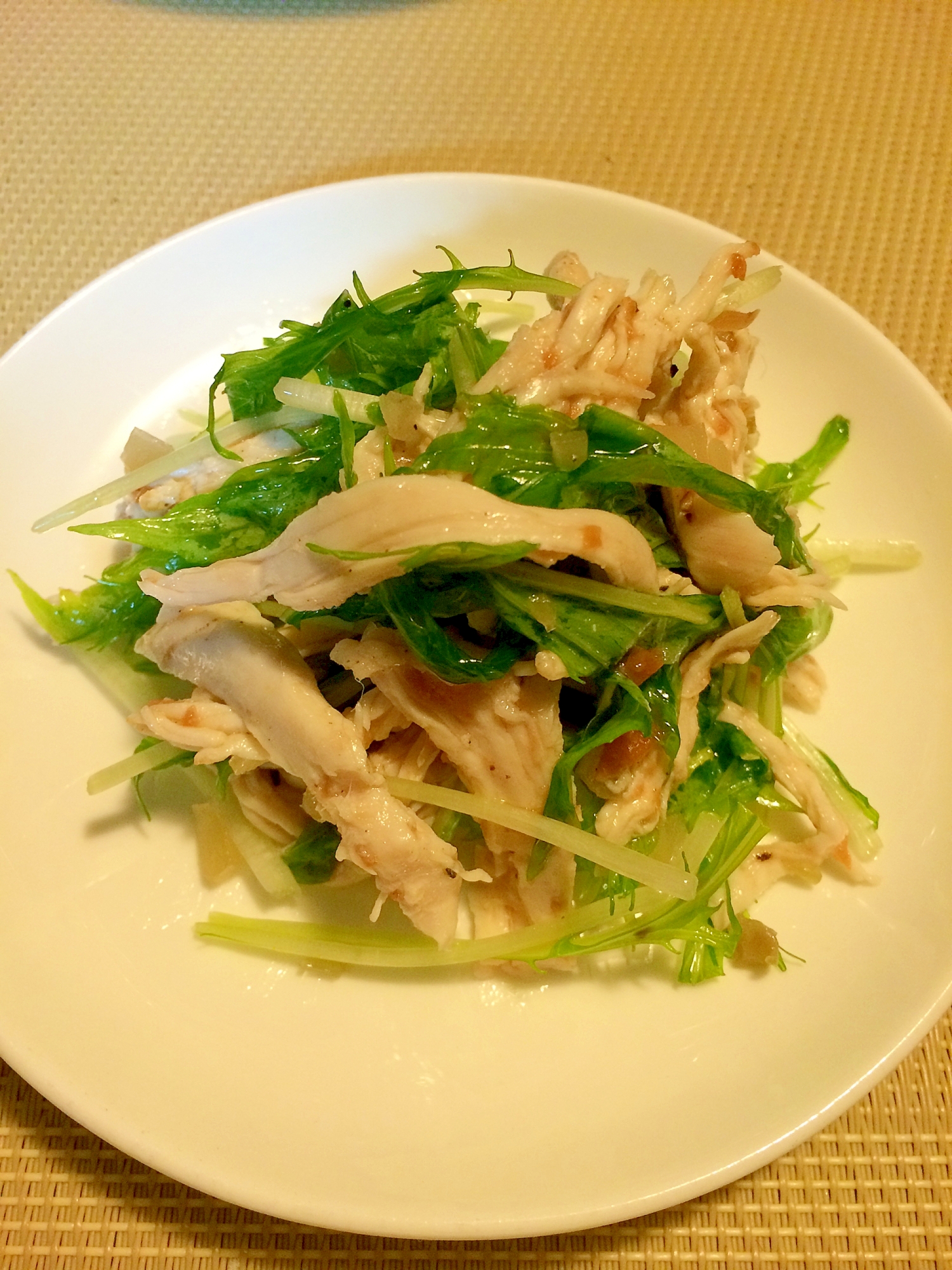 簡単 さっぱり 蒸し鶏と水菜梅干のサラダ レシピ 作り方 By きのこのみみ 楽天レシピ