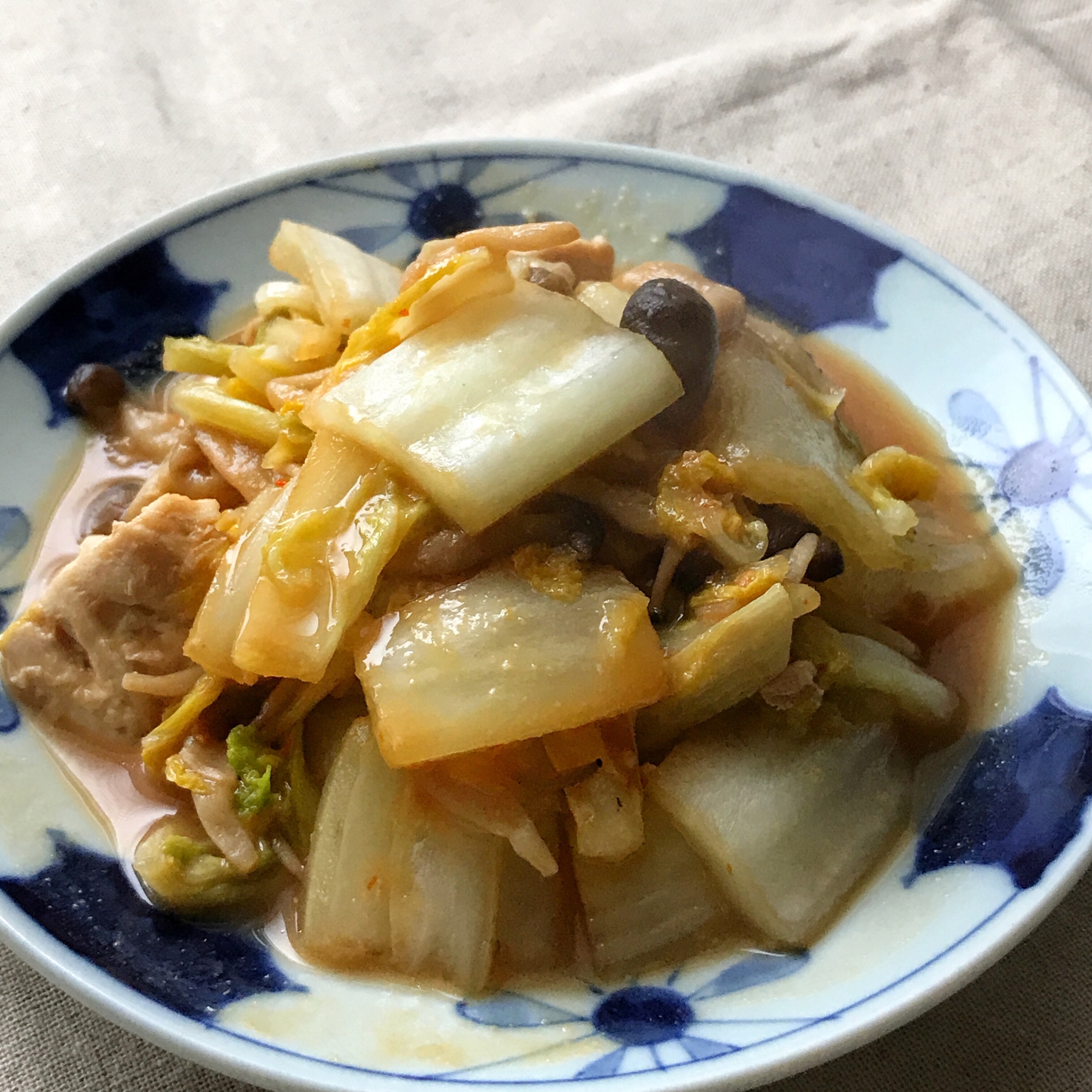 鶏肉と白菜のピリ辛味噌炒め