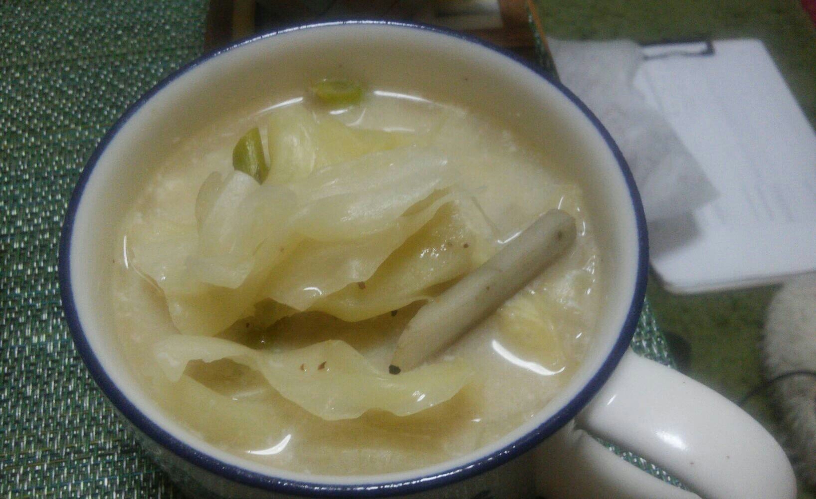 ゴボウキャベツの豆乳コンソメスープ