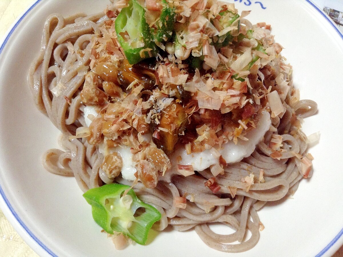 キューちゃん オクラ 納豆とろろ蕎麦 レシピ 作り方 By やなママ 楽天レシピ キューちゃん オクラ 納豆とろろ蕎麦 レシピ 作り方 By やなママ 楽天レシピ