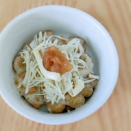 納豆アレンジ キャベツ千切り&梅干