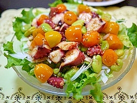 韓国風タコとそら豆とロケットトマトのサラダ レシピ 作り方 By とまとママ3410 楽天レシピ 韓国風タコとそら豆とロケットトマトのサラダ レシピ 作り方 By とまとママ3410 楽天レシピ