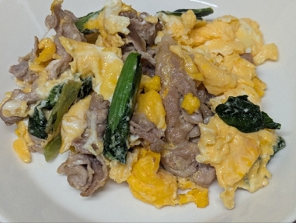 超特急メイン♡簡単♡豚肉と青梗菜と卵の中華風炒め
