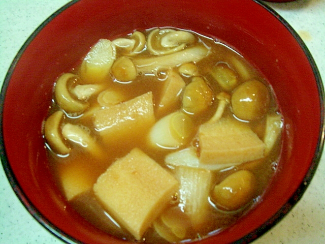 高野豆腐＆なめこと白葱の具だくさん味噌汁