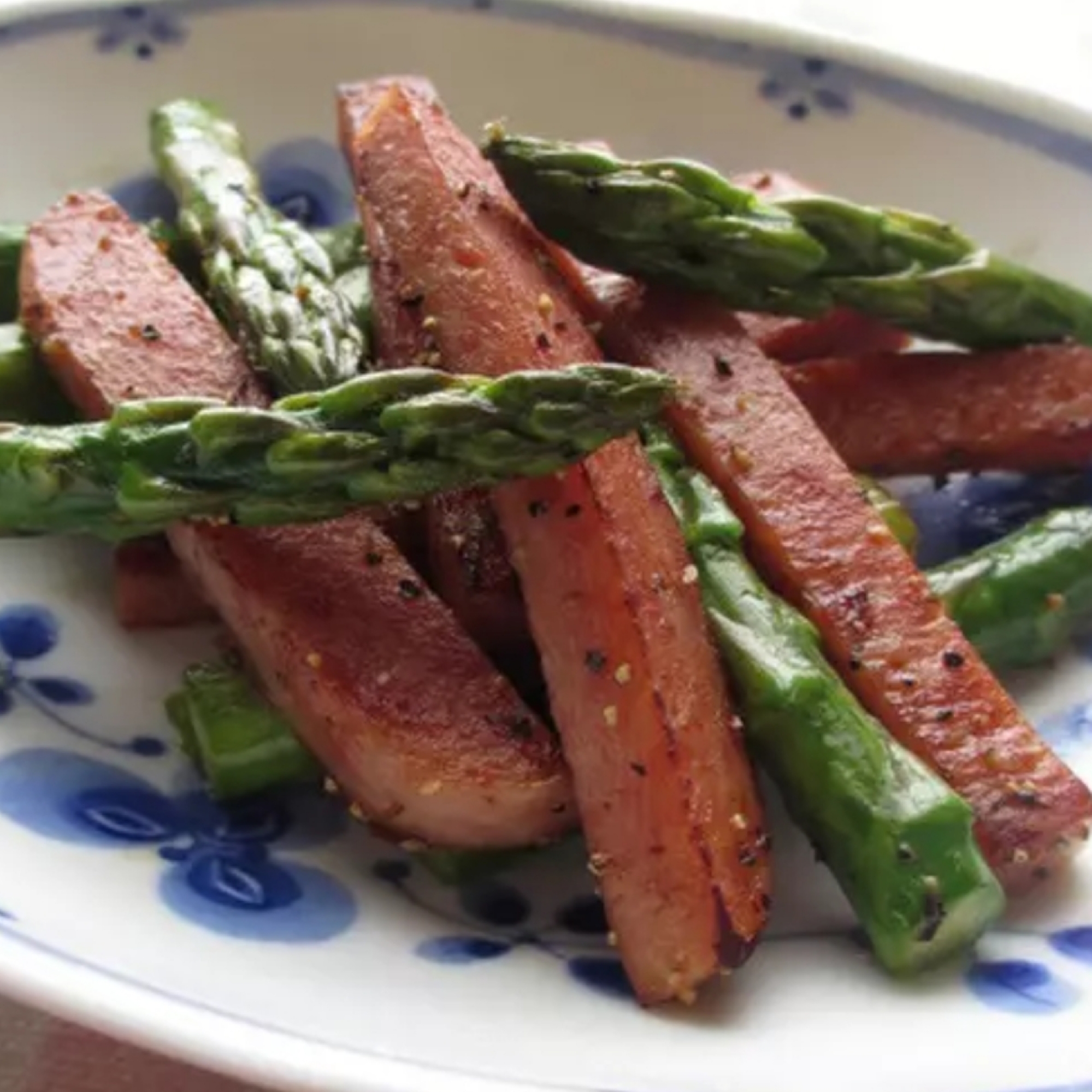 スパムとアスパラ炒め