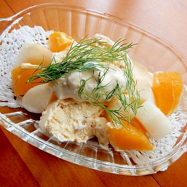 簡単！ピーナッツバターで❤市販のアイスのデザート♪