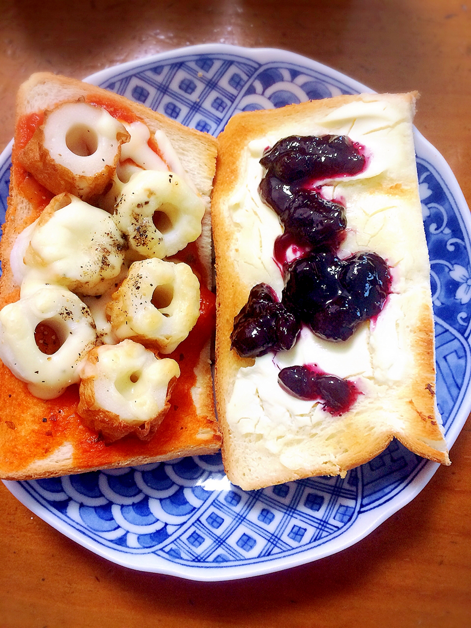 朝食に★パン一枚でハーフ&ハーフ