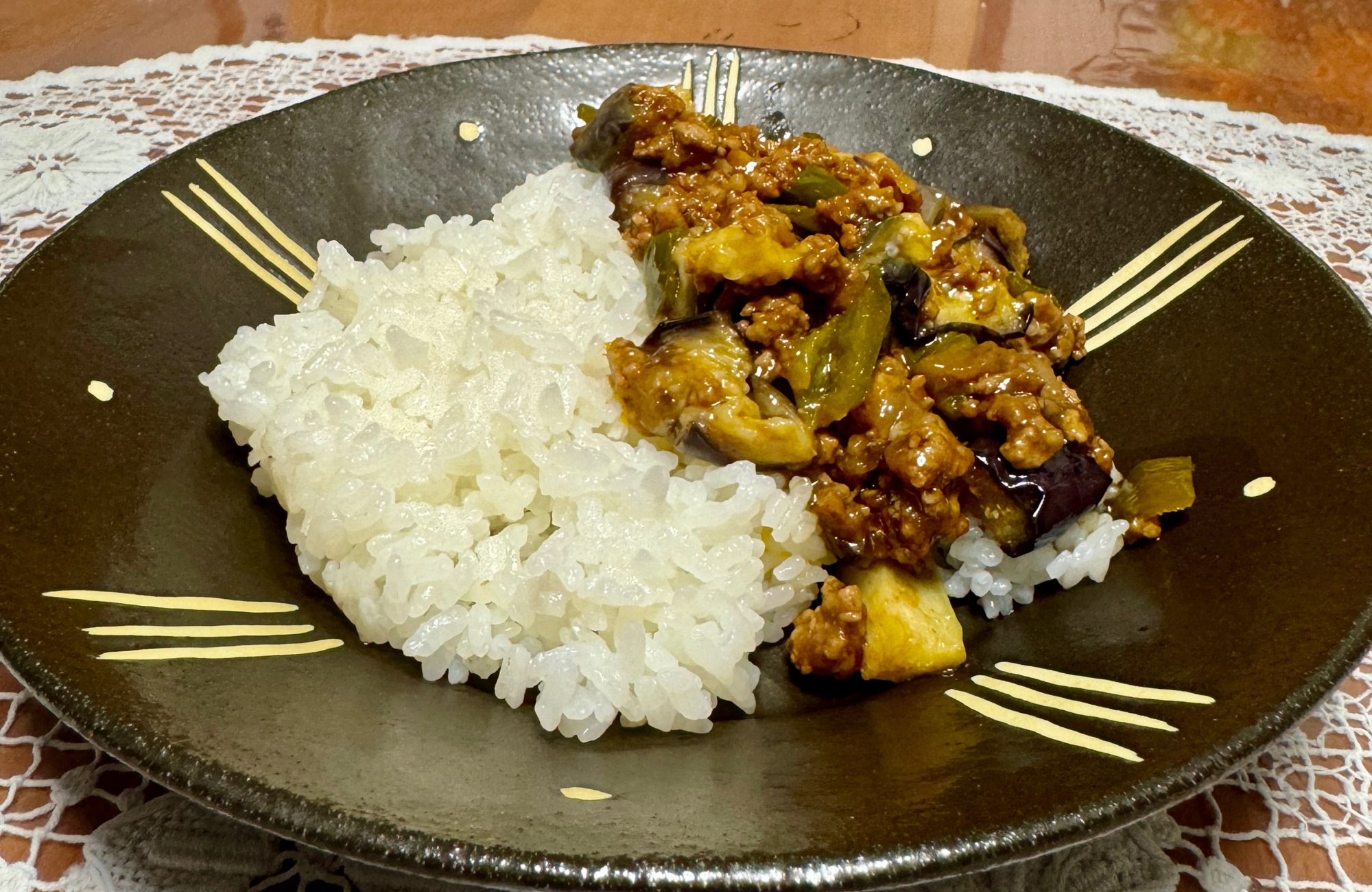 揚げなすとピーマンと合挽き肉の☆ドライカレー