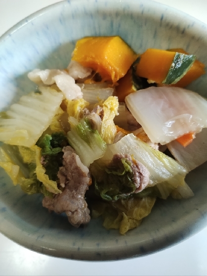 豚肉とカボチャと白菜のすき焼き風煮物