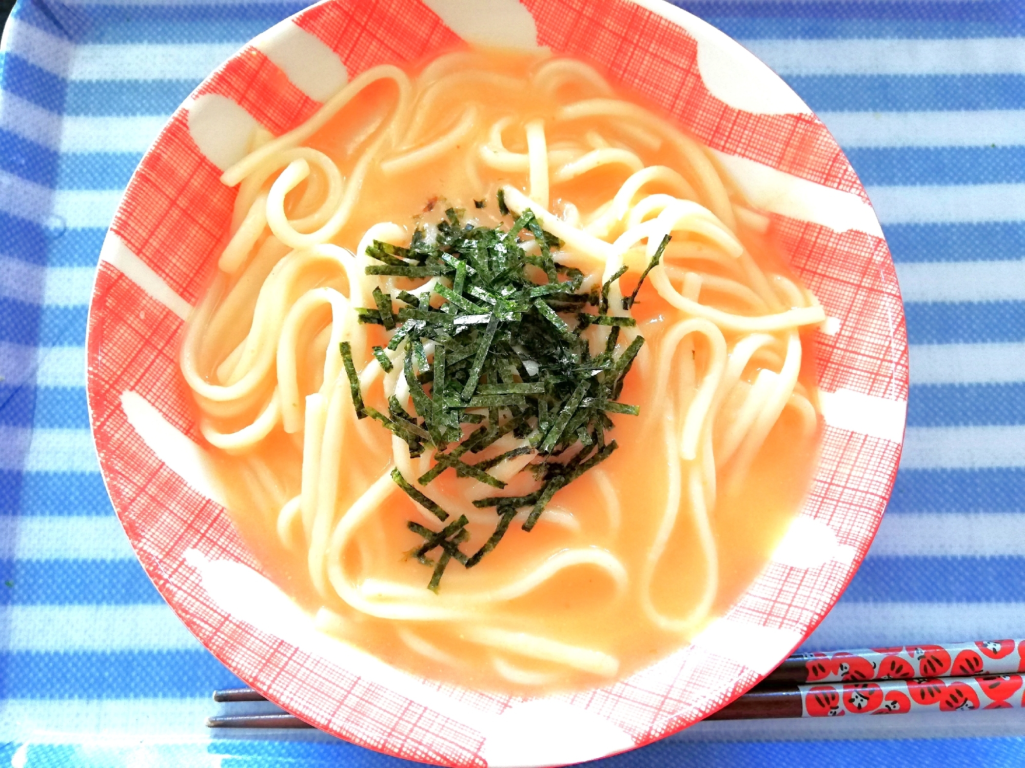 明太クリームスープのうどん