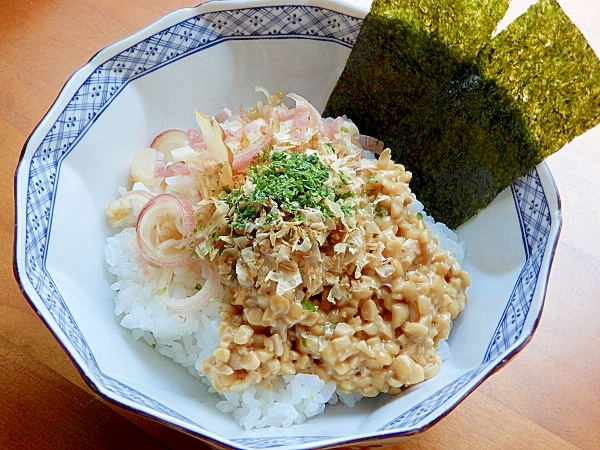 ５分！？茗荷＆納豆の爽やか２色丼♪（ポン酢）