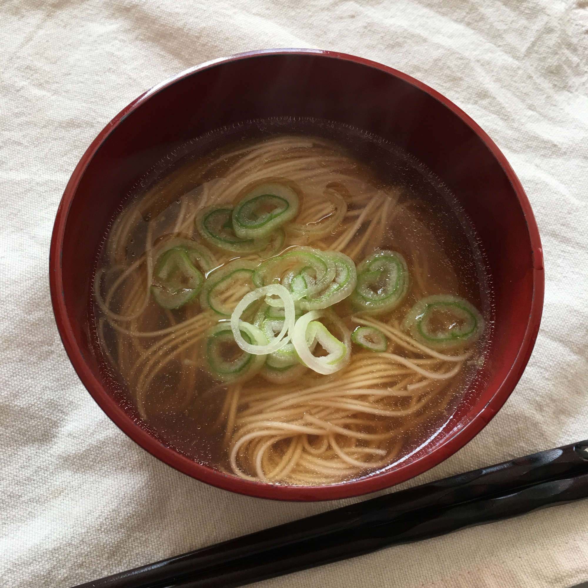 水炊きの〆に♪顆粒だし醤油のシンプルねぎだけ煮麺♡