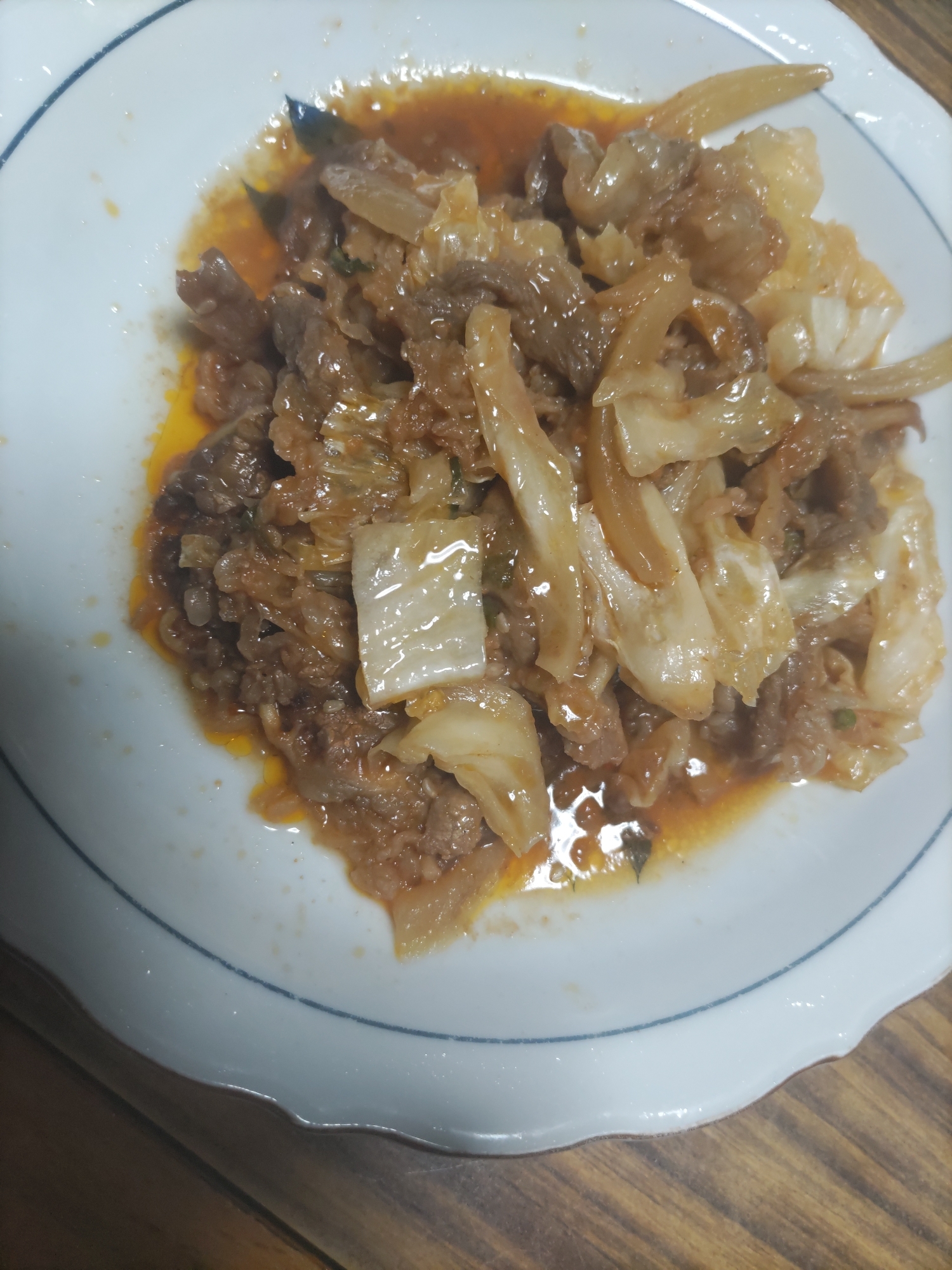 豚肉とキャベツと玉ねぎのキムチ炒め