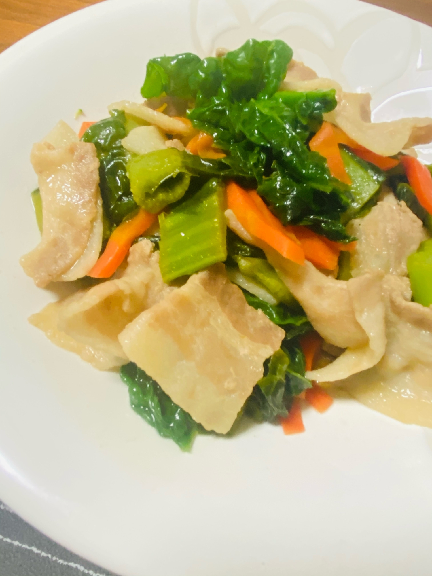 かつお菜と豚肉の炒め煮