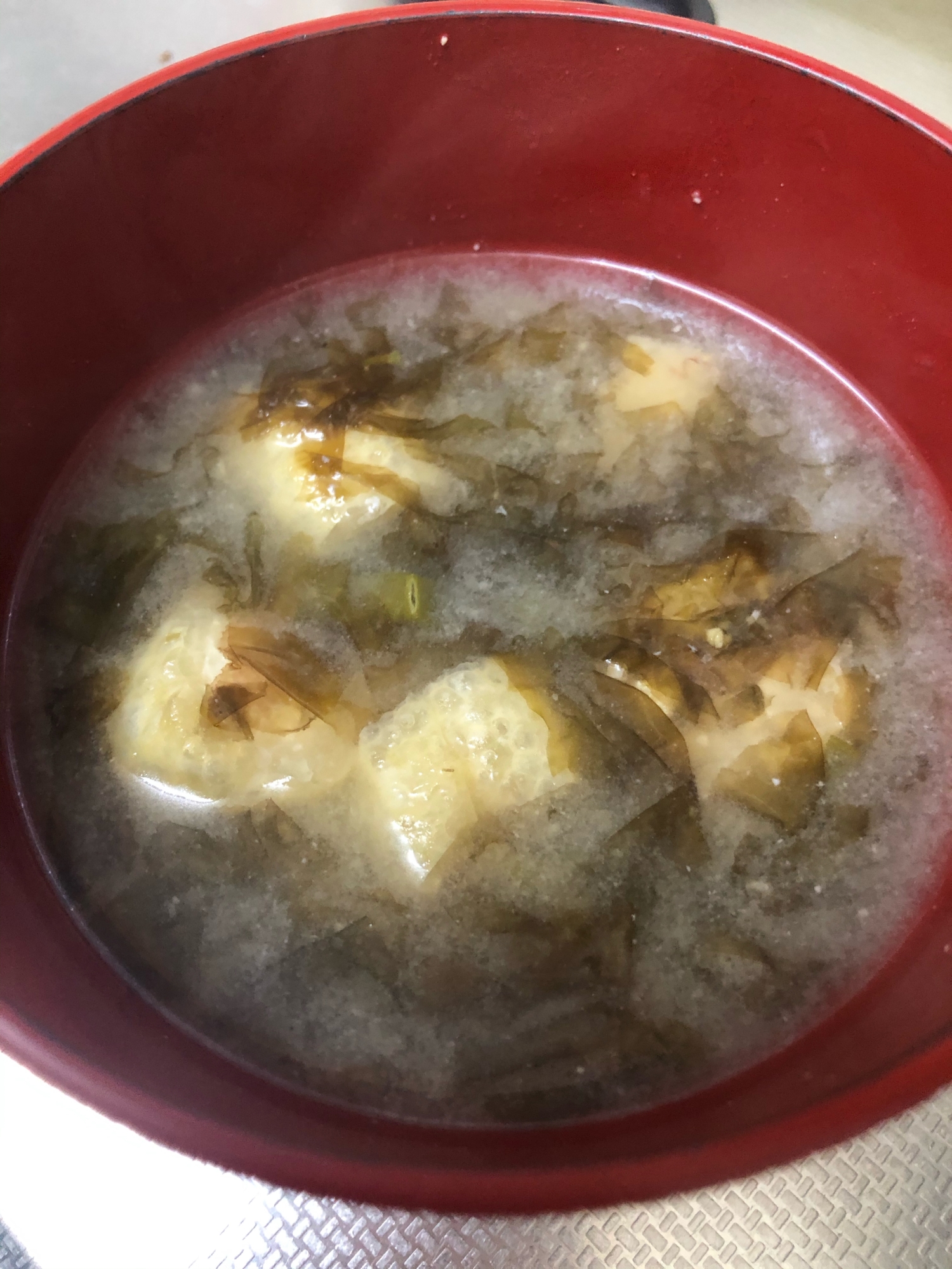 生海苔と油揚げの味噌汁