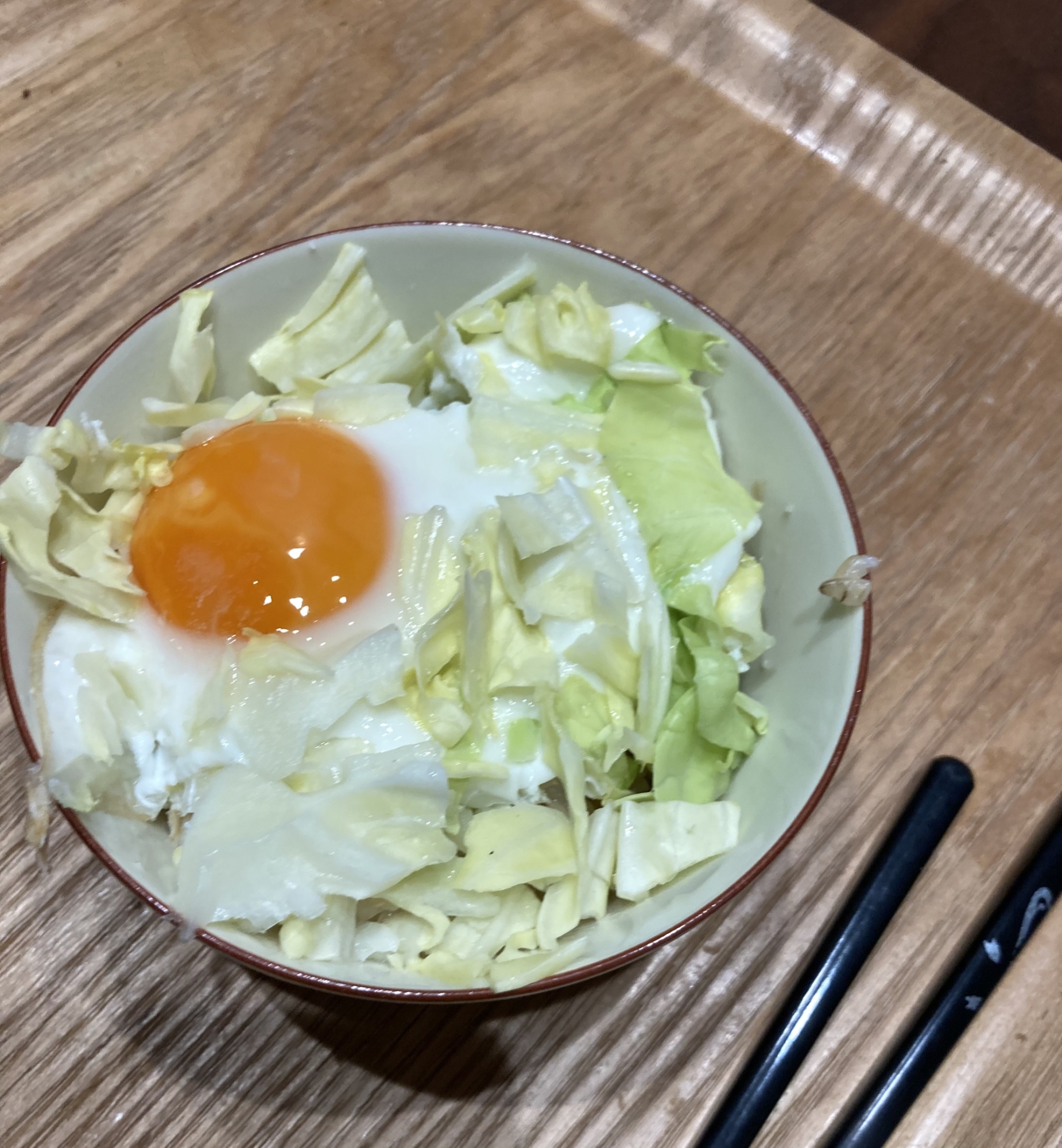 朝の美味しい目玉焼き野菜ご飯！