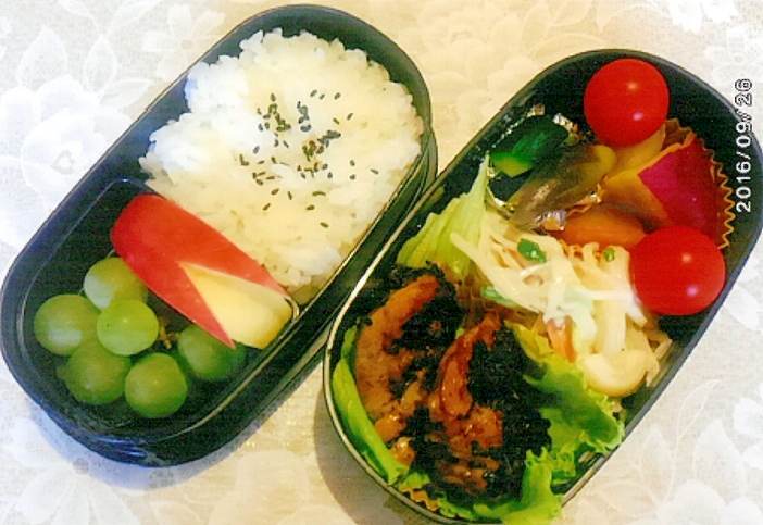 3ダウン弁当～鶏肉のゴマ焼＆茗荷の塩昆布和え～