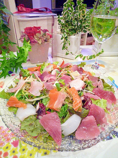 お刺身の盛り合わせでカルパッチョ レシピ 作り方 By 帰って来たvan 楽天レシピ