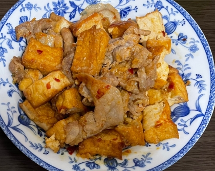 厚揚げと豚肉と白菜の辛味噌炒め