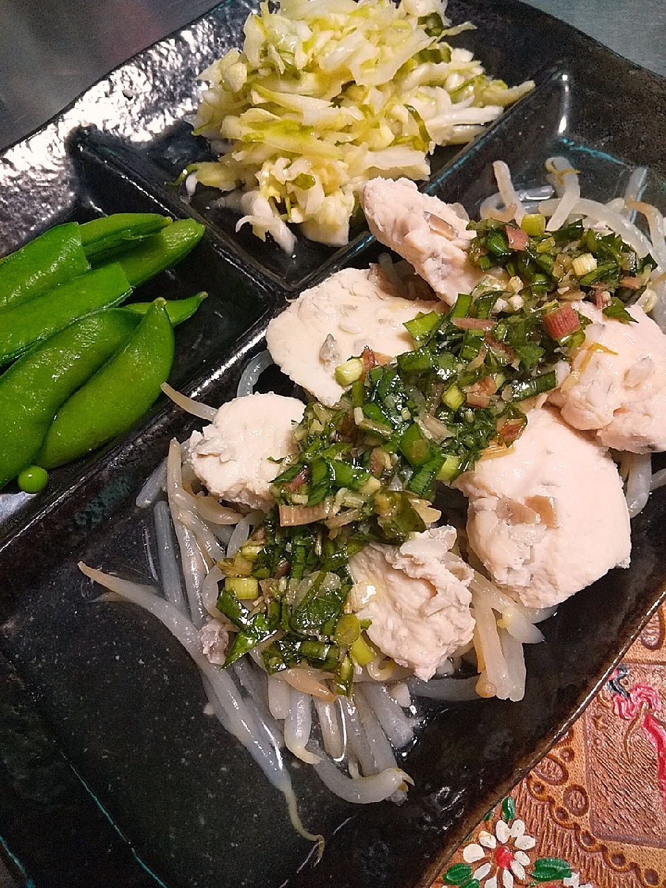 レンジで★しっ鶏蒸し鶏の薬味醤油かけ