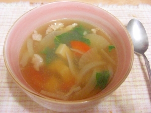 高野豆腐と豚バラのトローリ熱々スープ♪