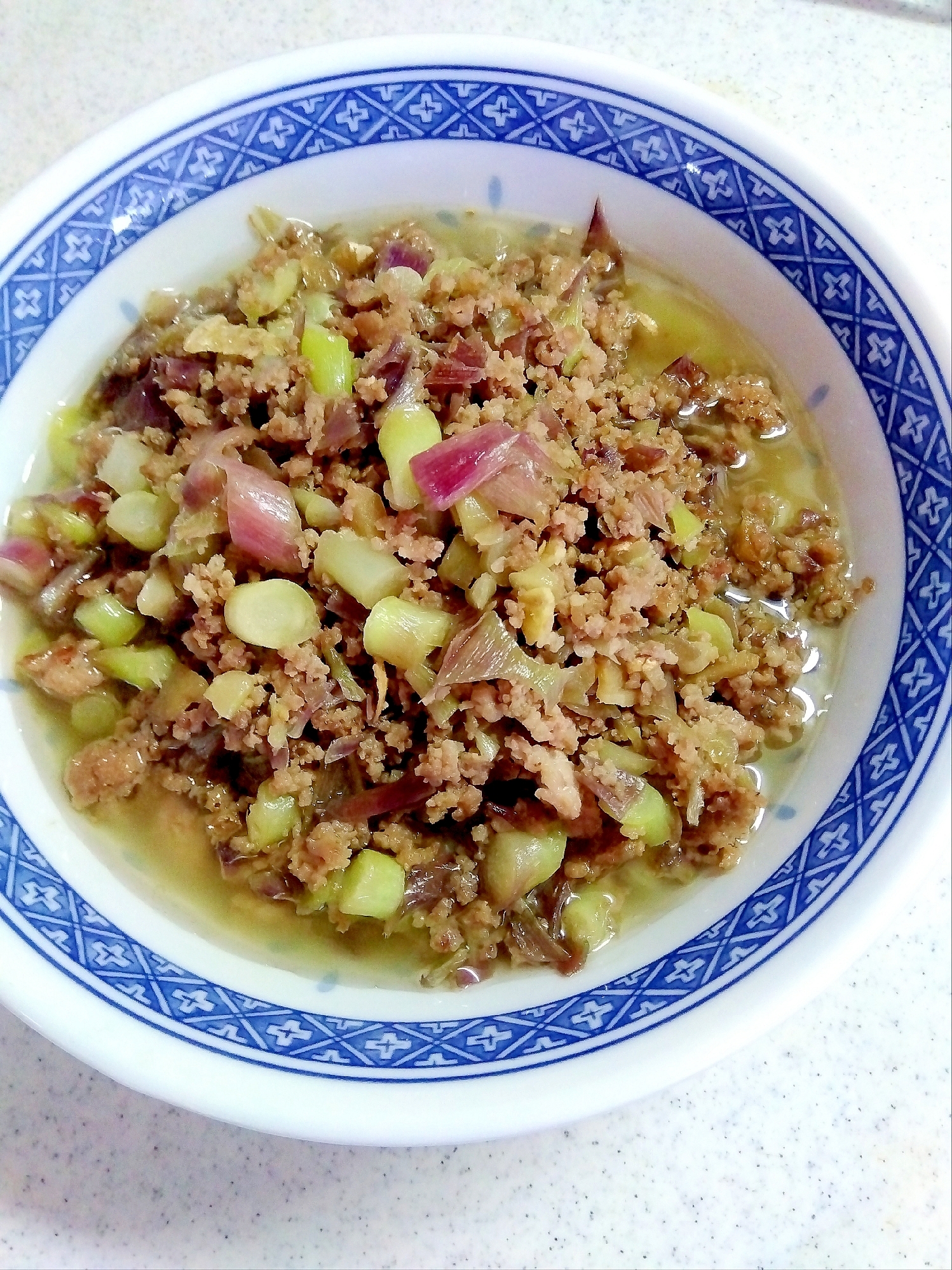 茎みょうがの肉そぼろ