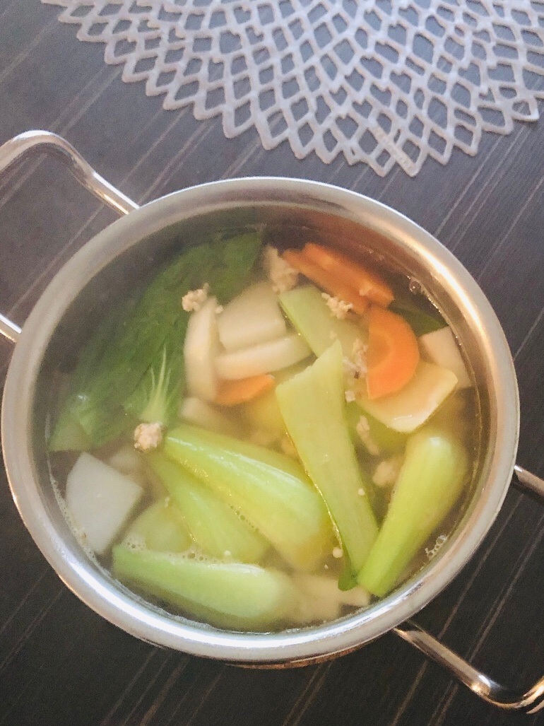大根、人参、青梗菜のあっさりXO醬スープ