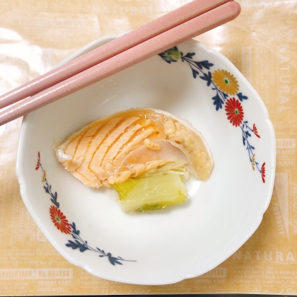 鮭と水菜のレンジ蒸し