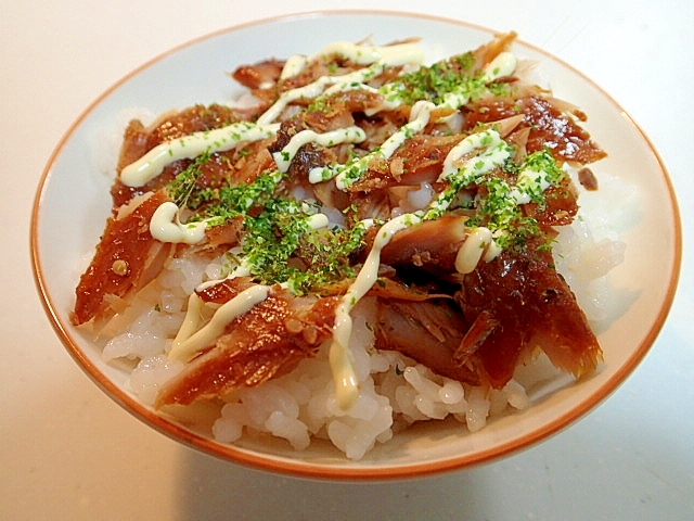 麺つゆマヨ/あおさで　鰯みりんどんぶり