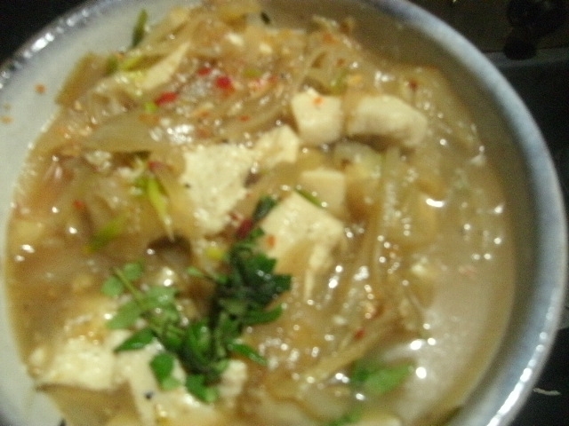 山椒と玉ねぎの豆腐煮