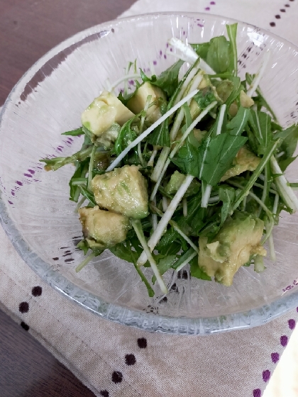 わさび醤油が合う♡水菜とアボカドの和風サラダ