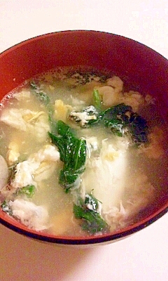 春菊と卵の中華スープ