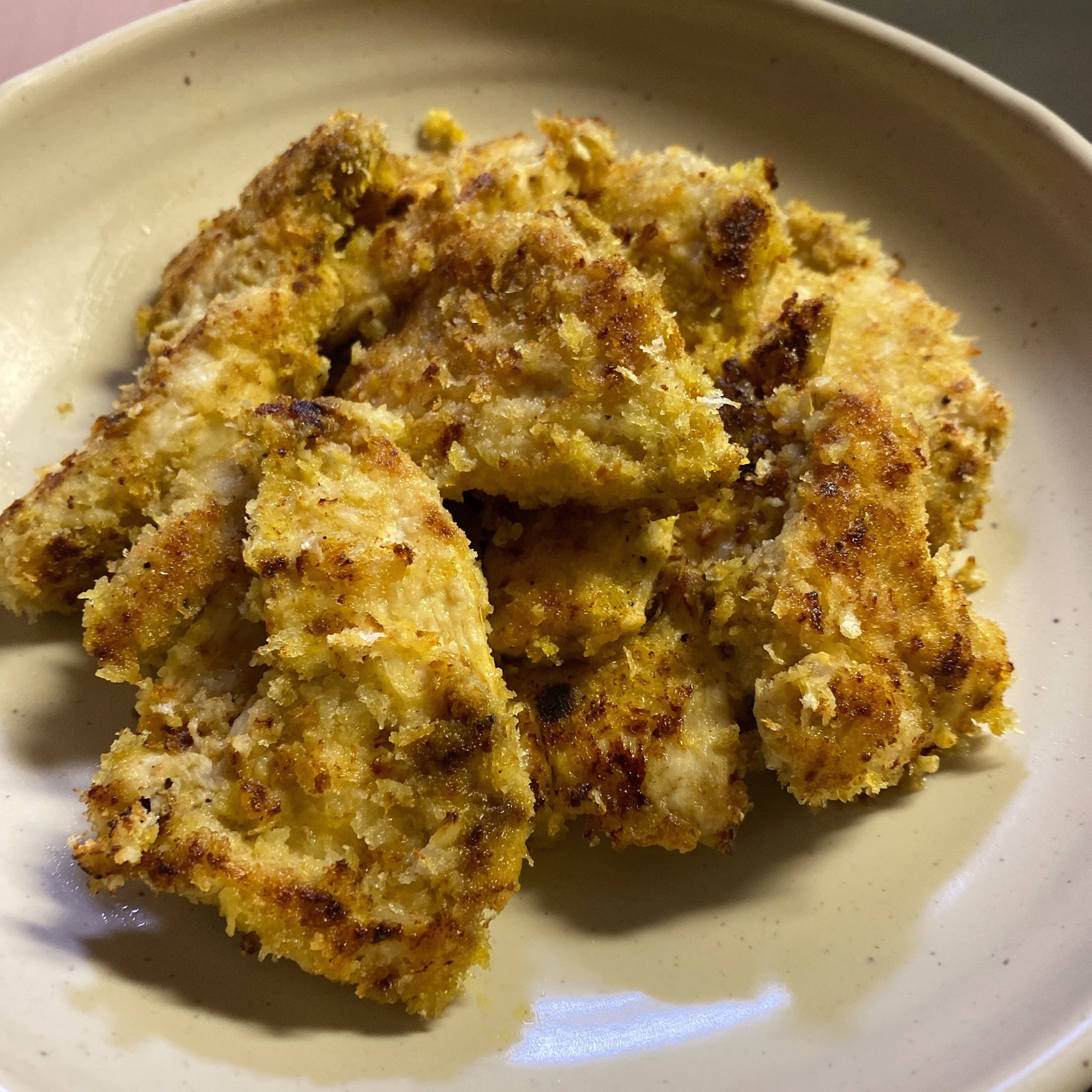 鶏むね肉のカレーパン粉焼き