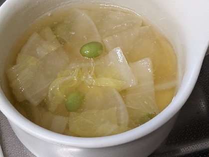 大根☆キャベツ☆枝豆の中華スープ