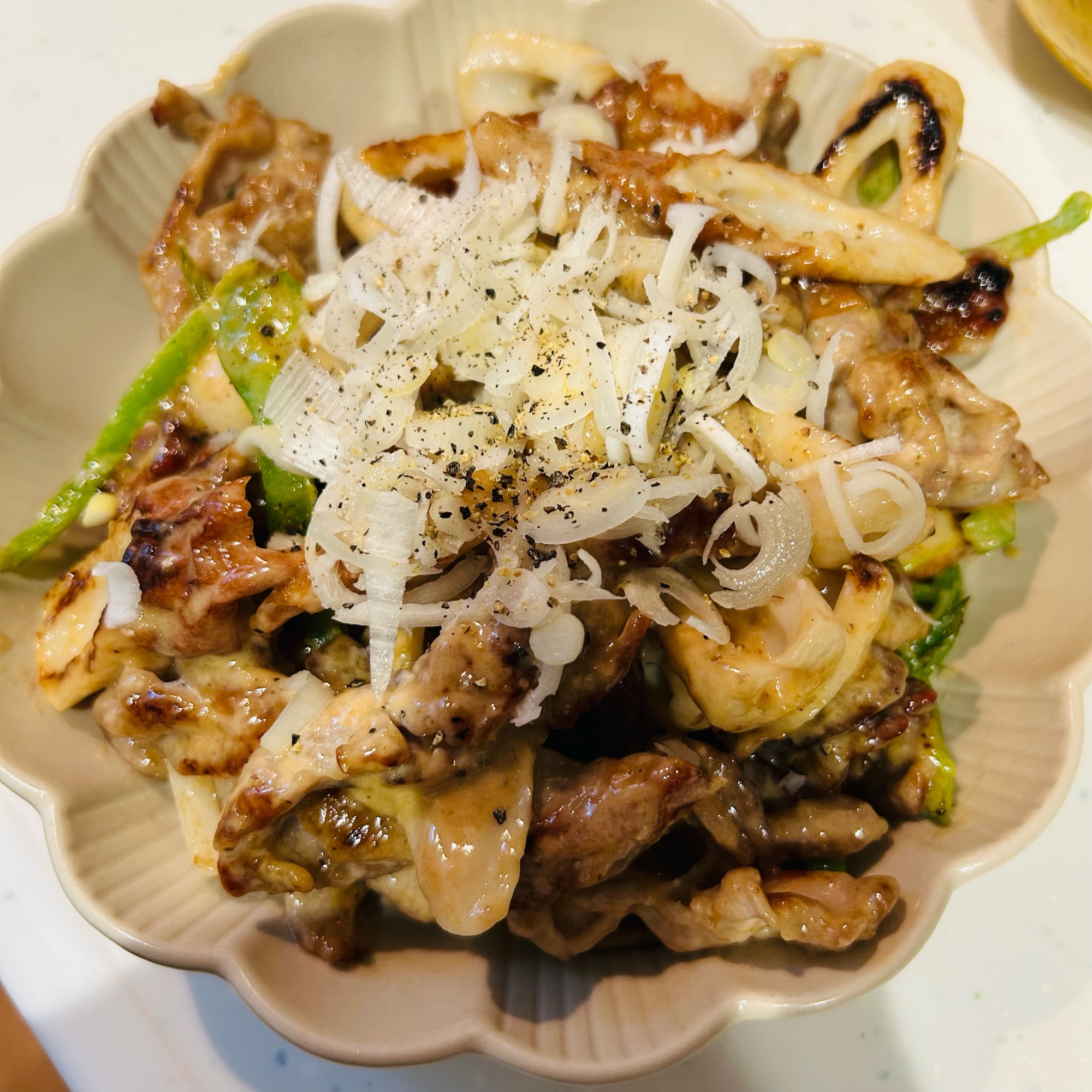 豚こまとちくわピーマンのオイマヨ炒め