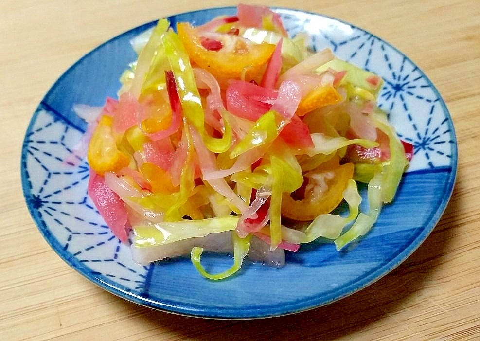 キャベツと大根と赤カブの酢の物