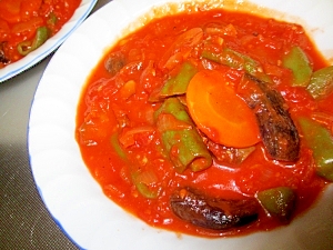 にんじん・ナス・ピーマンのトマトスープ