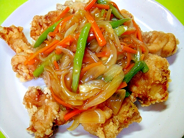 鶏から揚げの甘酢野菜あんかけ レシピ 作り方 By Mint74 楽天レシピ