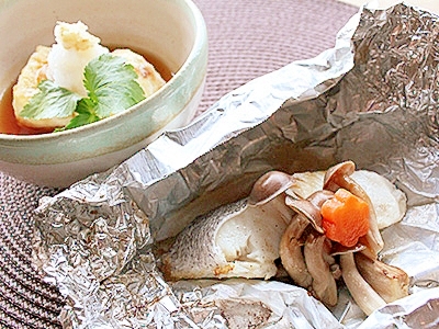 白身魚のホイル焼き＆焼きだし豆腐