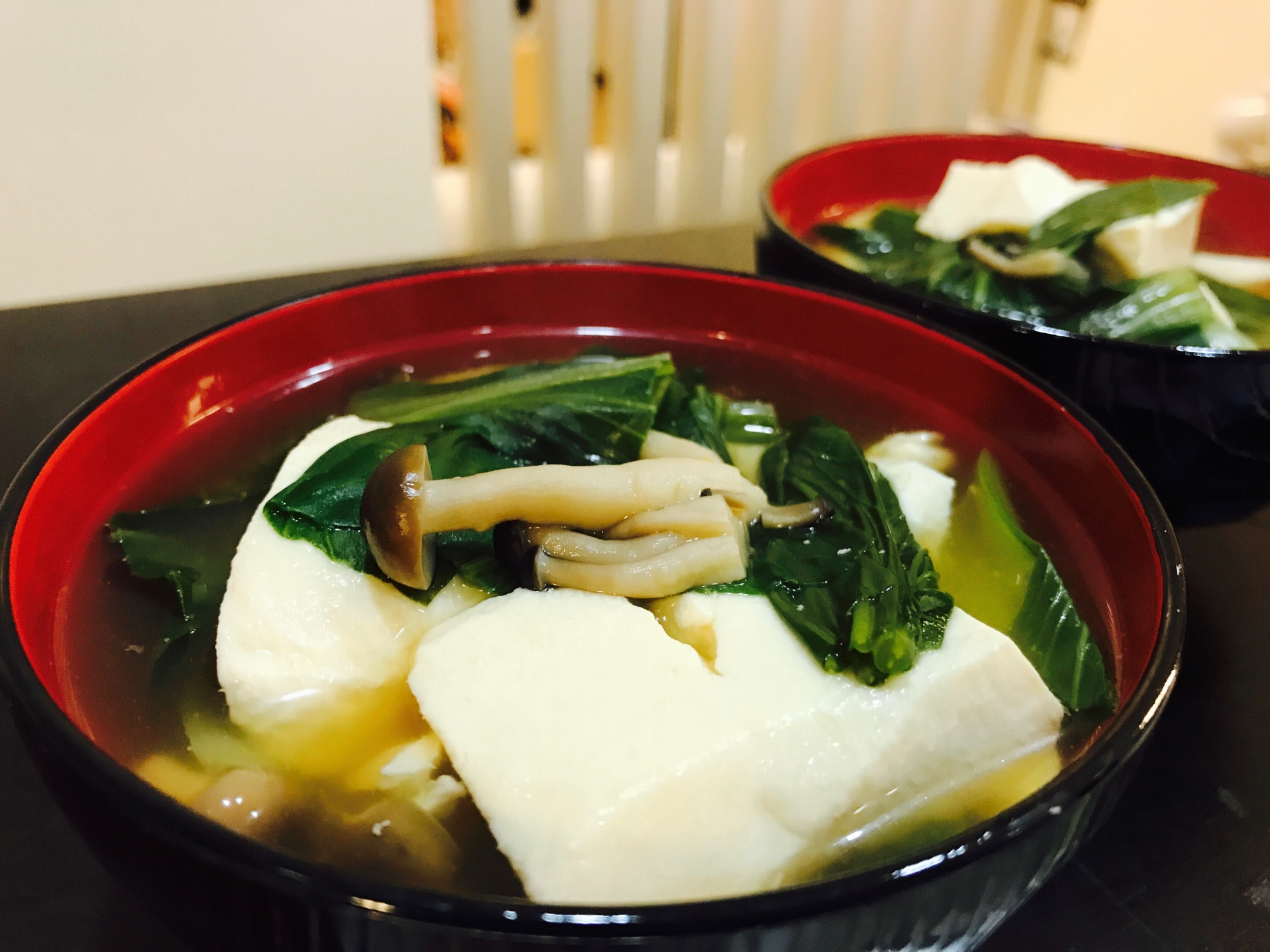 くずし豆腐と小松菜の吸い物