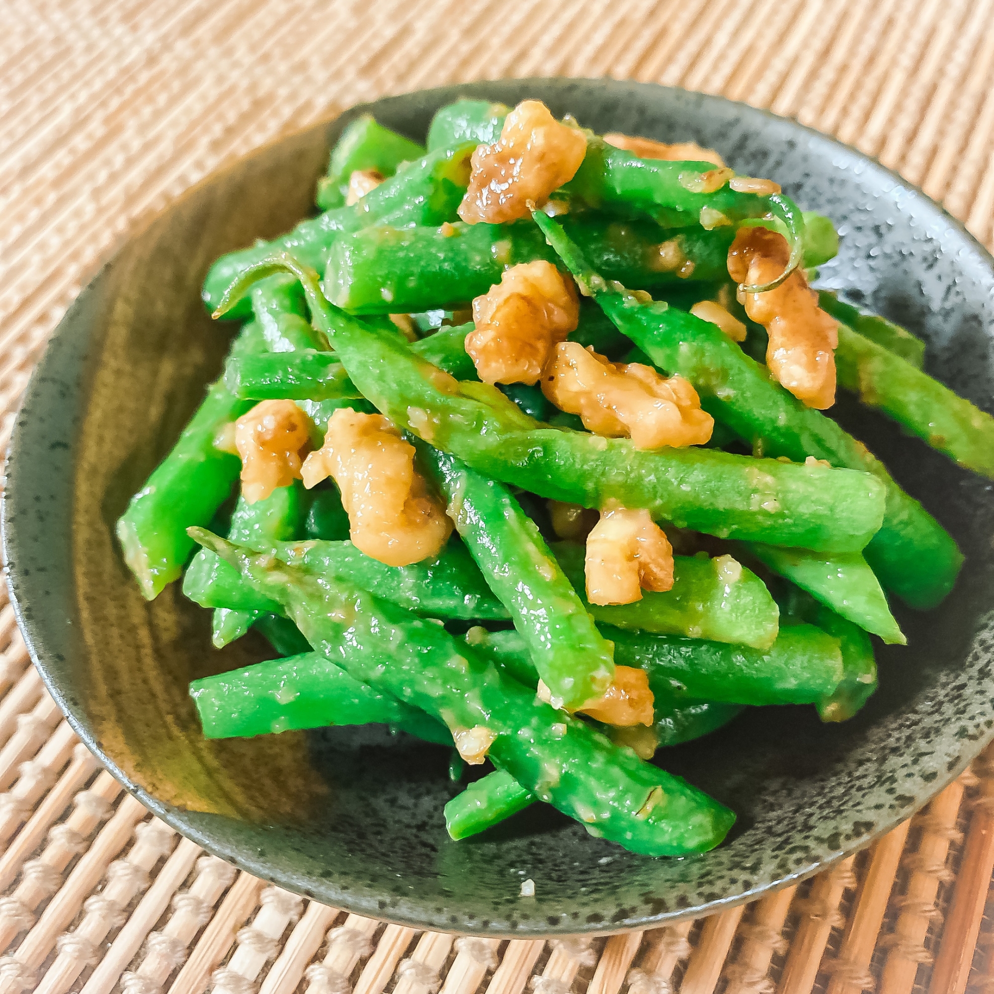 レンジで簡単♪いんげんのクルミ味噌和え