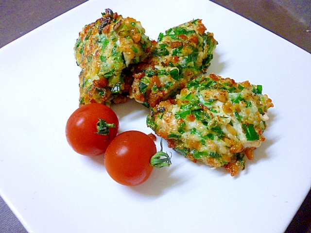 超美味♪鶏挽肉とにら・納豆のつまみ揚げ